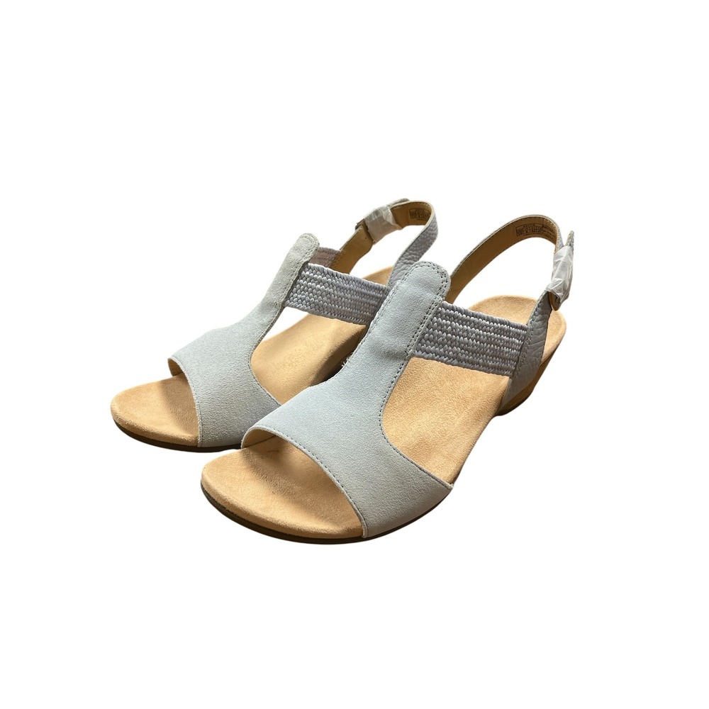 VIONIC Kaytie T-Strap Cork Wedge Sandal 10 NIB Gray Boho Coastal Luxury Office